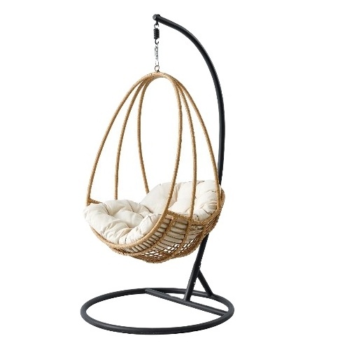 Rattan Teardrop Hanging Chair With Safety Stand For Babies Kids Egg Swing Chairs Bedroom Entertainment Room