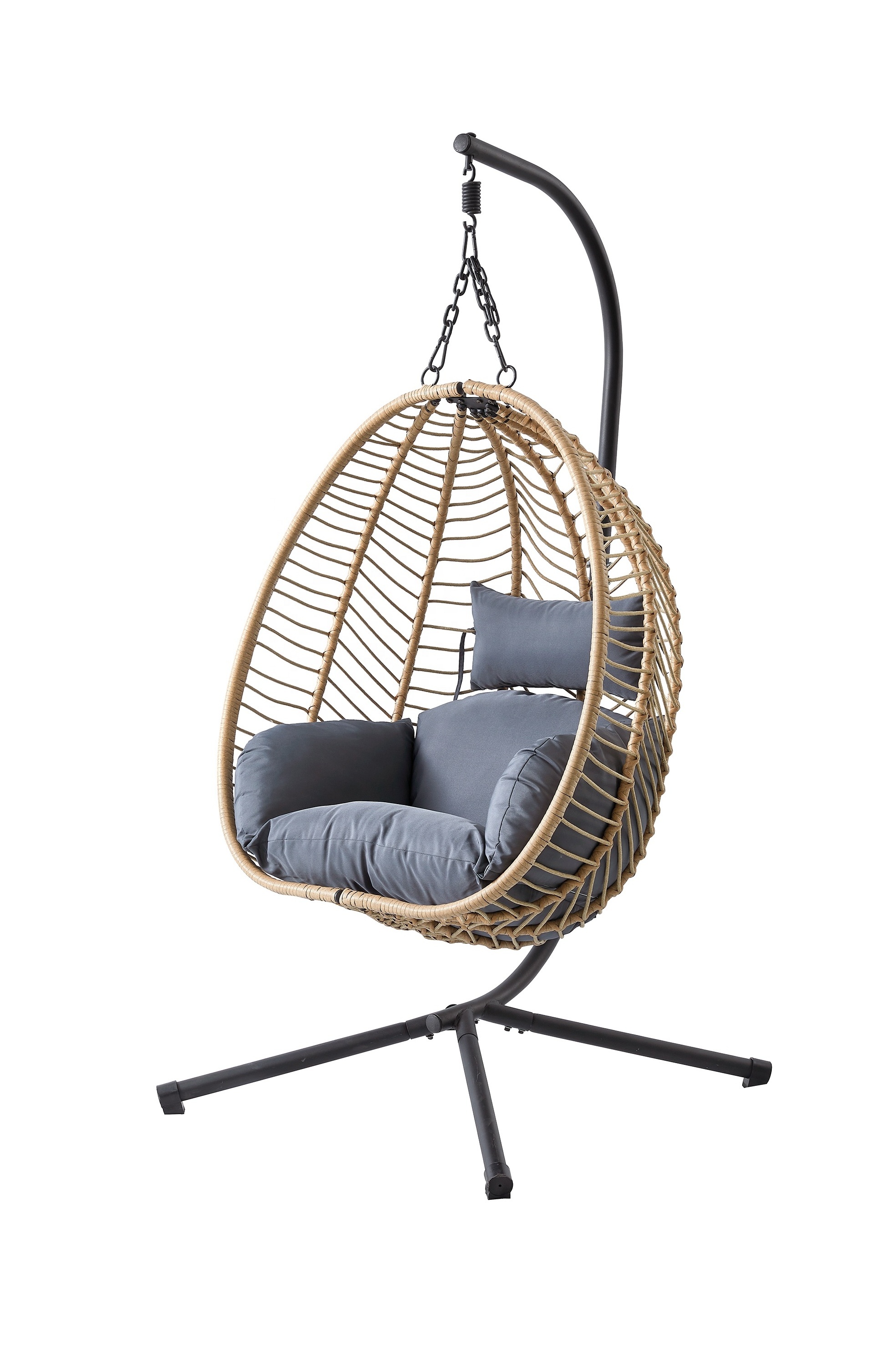 Wholesale Modern White Black Colour Indoor Adult Stationary Porch Hammock Swing Hanging Relax Rustic Wicker Round Egg Chair