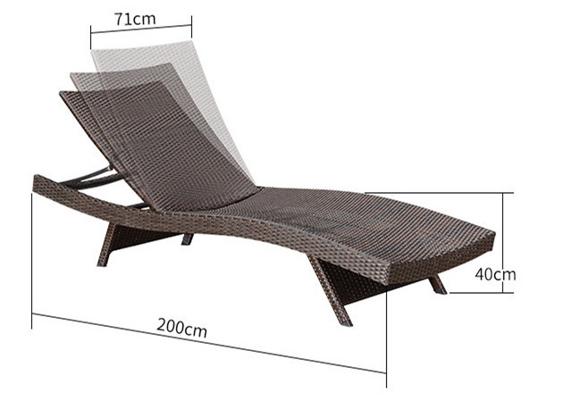 Outdoor Beach Rattan Sun Chaise Lounge Chair For Garden And Pool Tan Outdoor Pool Chairs