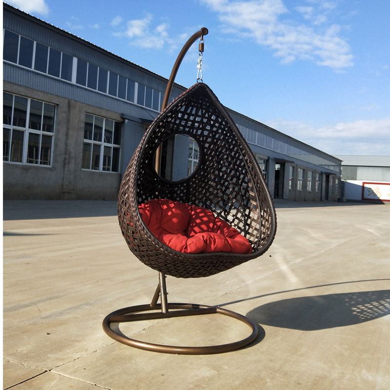 Wholesale Top Quality Metal Frame 2 Seater Rattan Wicker Swing Chair With Cushions