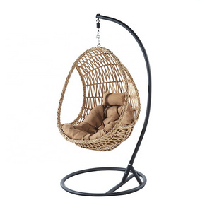 High quality outdoor furniture swing hanging chair with cushion outdoor garden PE rattan swing chair