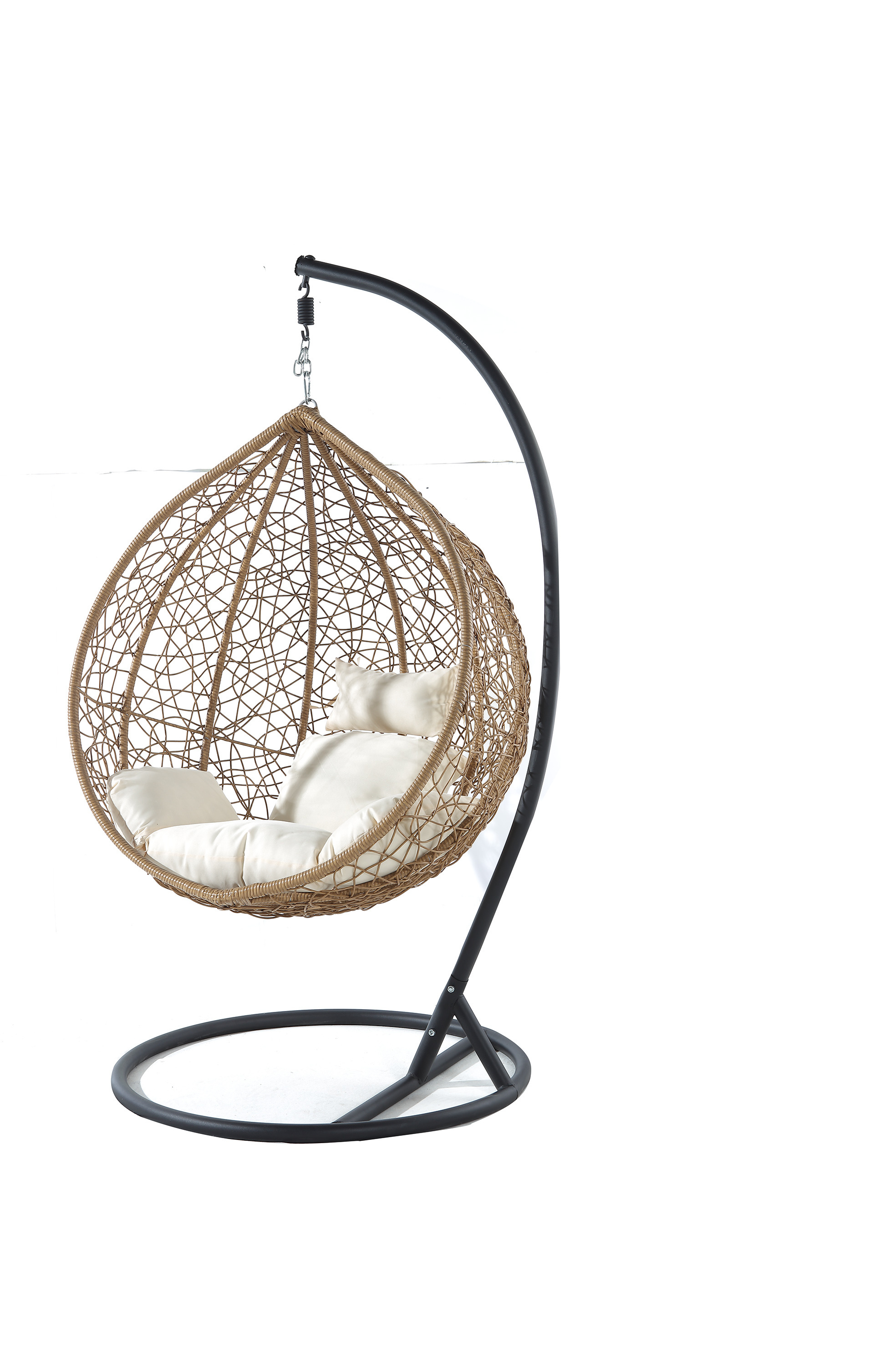 High quality outdoor furniture swing hanging chair with cushion outdoor garden PE rattan swing chair