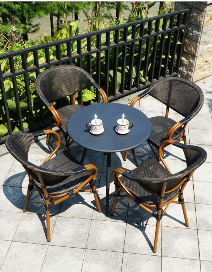 Garden Sets Aluminum Outdoor Furniture Round Table Set For 4 Piece Garden Table And Chairs Patio Dining Set