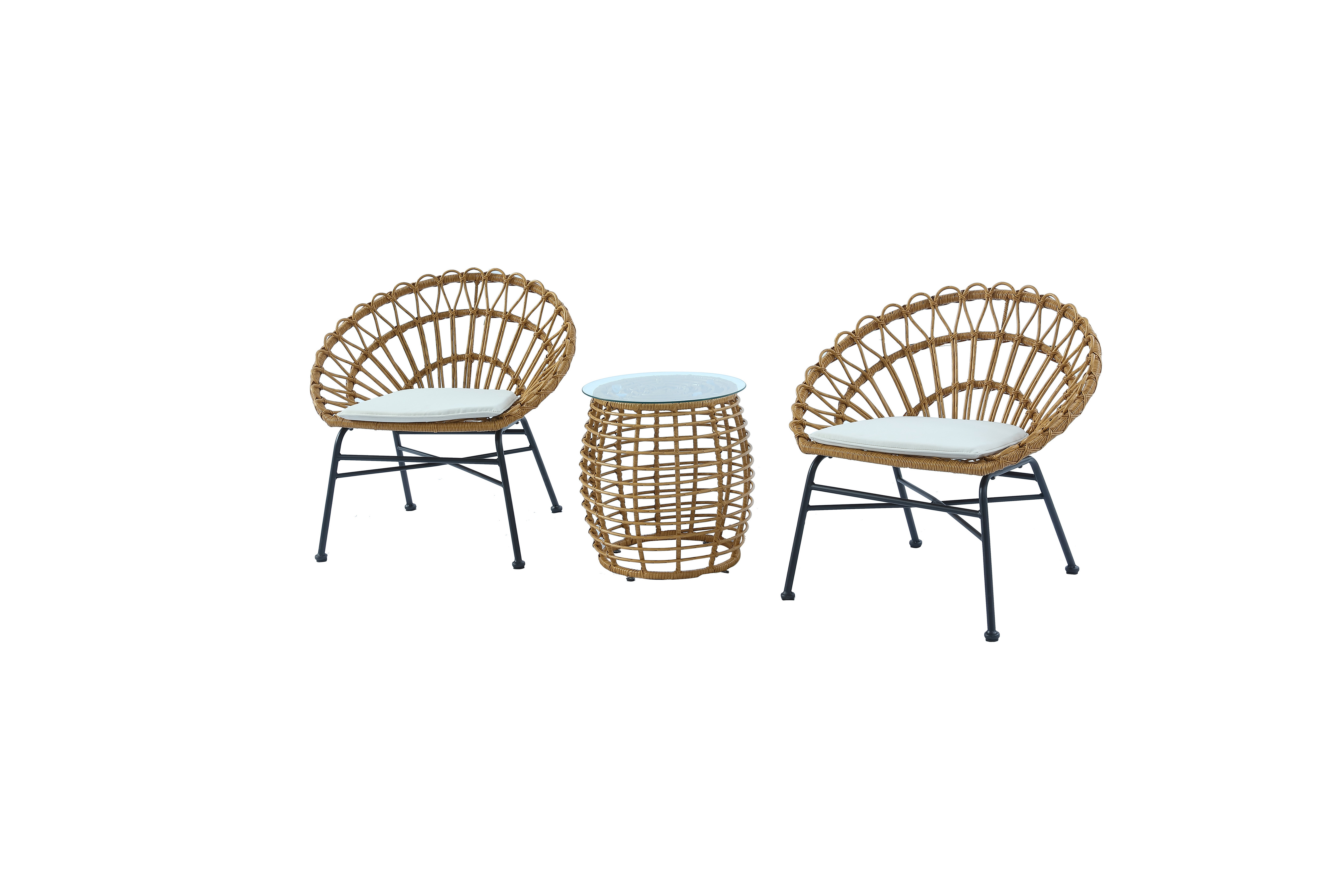 PE rattan wicker dining sets weatherproof dining coffee chair round table garden patio outdoor furniture