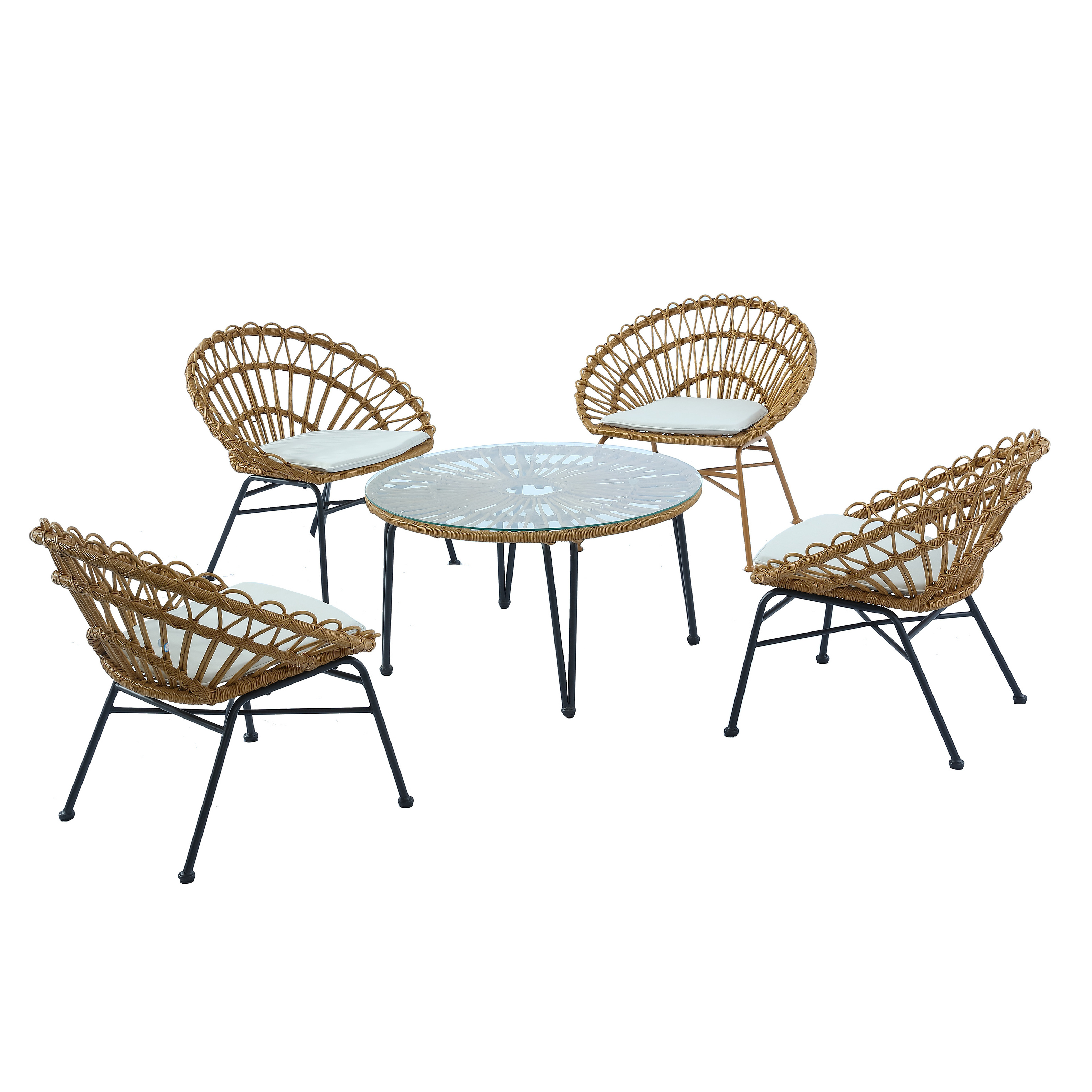 PE rattan wicker dining sets weatherproof dining coffee chair round table garden patio outdoor furniture