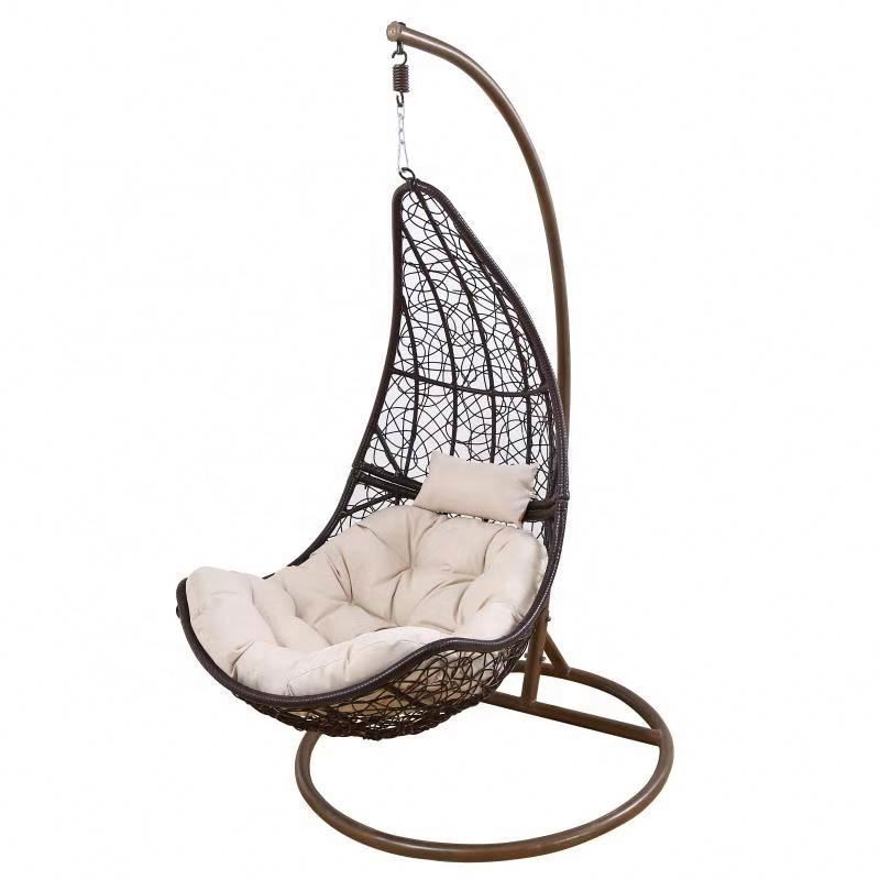 Tear-drop Style Two Person Swing Chair Indoor & Outdoor Pe Rattan Double Egg Chair Egg Basket And Patio Egg Swing For Single