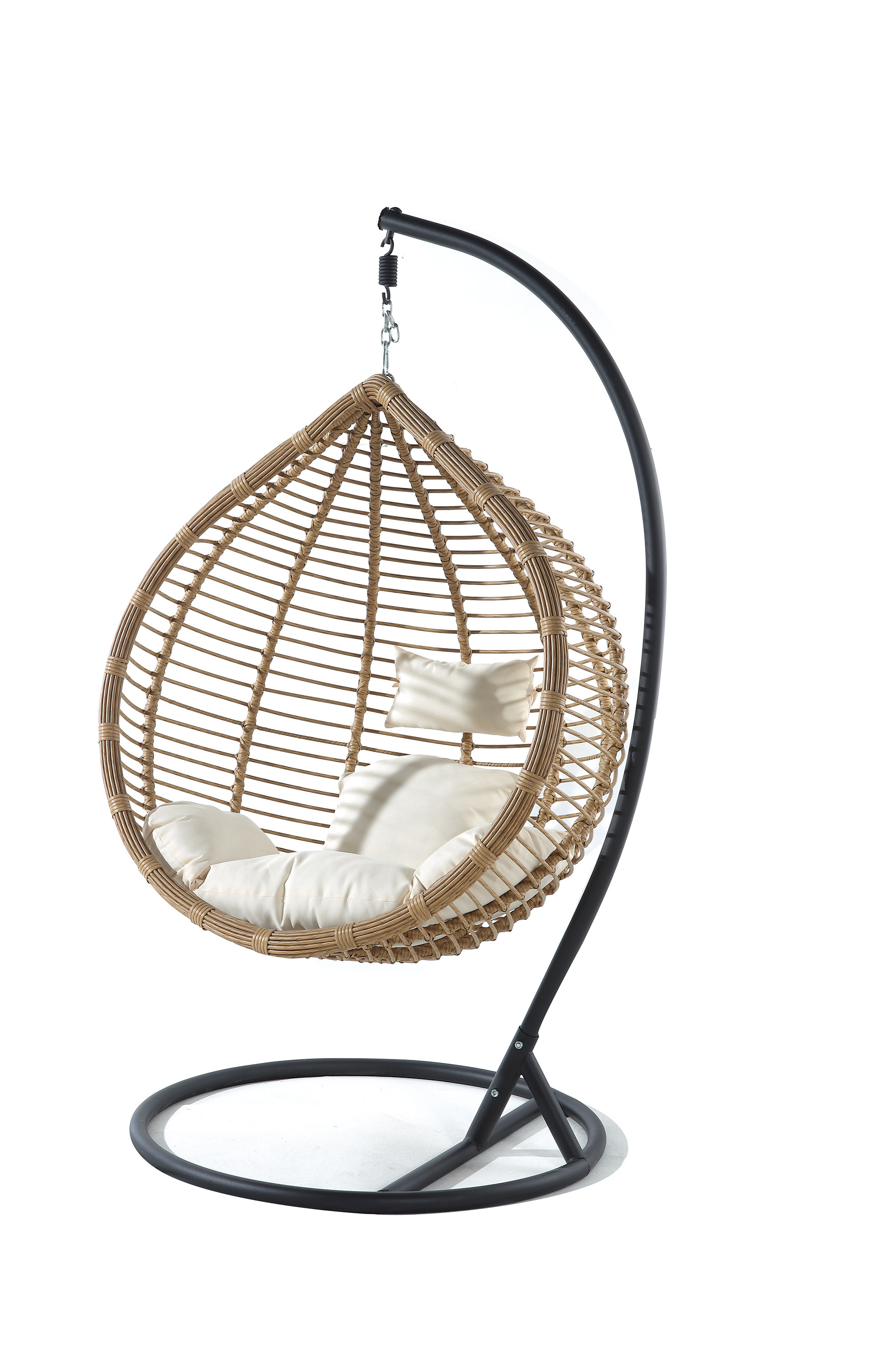 Foldable Wicker Rattan Hanging Egg Chair Without Stand Swing Chair With Cushion And Pillow Lounging Chair For Indoor Outdoor