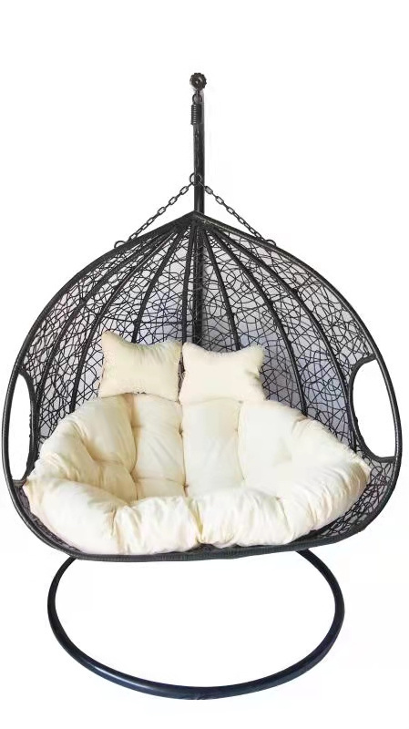 Outdoor Steel Silla Colgante Sling Hanging Egg Swing Chair With Stand Rattan Patio Hanging Swing