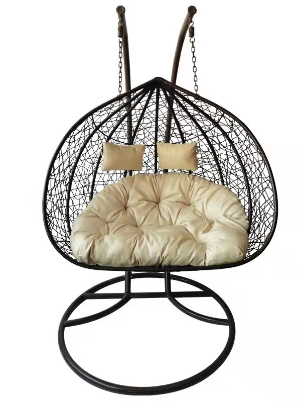 Outdoor Steel Silla Colgante Sling Hanging Egg Swing Chair With Stand Rattan Patio Hanging Swing