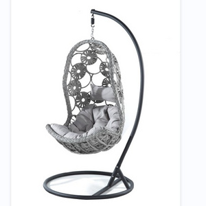 Teardrop Patio Hanging Chair Garden Wicker Egg Chair With Cushion Outdoor Rattan Swing With Stand