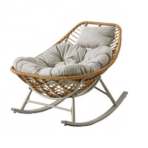 new style outdoor garden patio furniture high quality PE rattan steel rocking chair with cushion