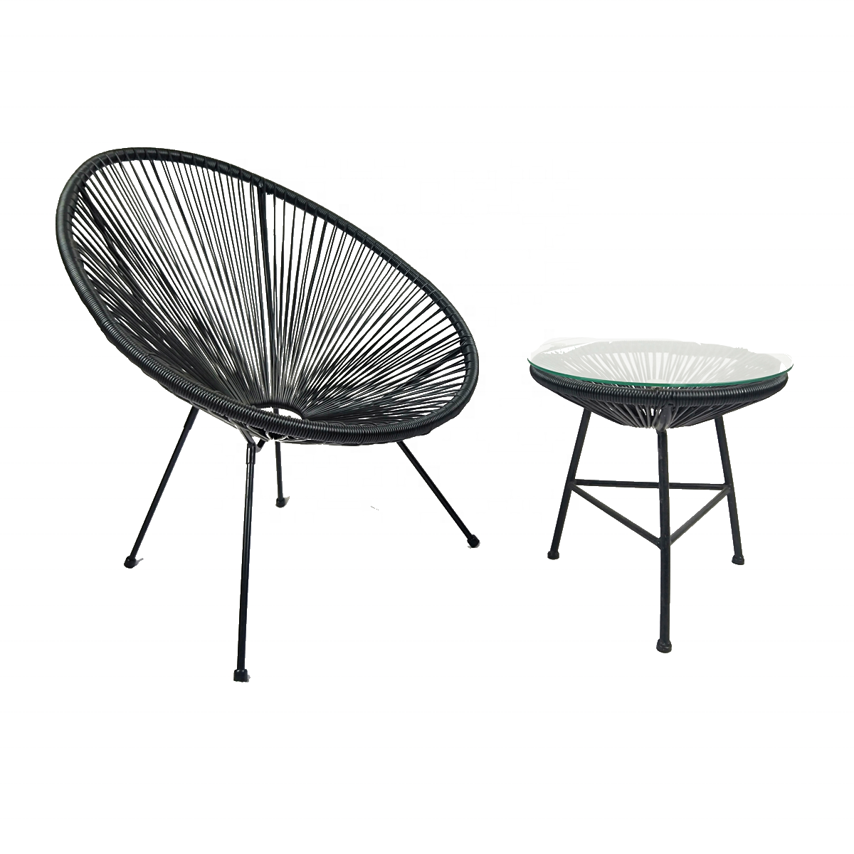 New design Leisure 3 Pieces Rattan Acapulco Chair And Wicker Acapulco Chair With Glass Table Garden Set