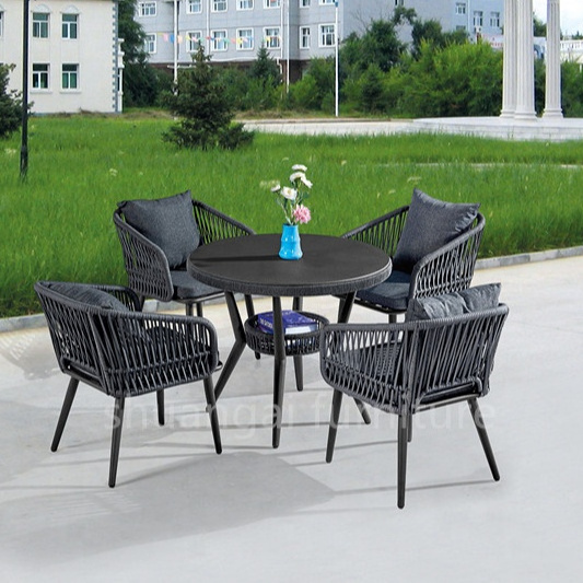 Modern Luxury Lounge Waterproof Patio Couch Sofa Garden Set Fire Pit Aluminum Wicker Rope Rattan Outdoor Furniture Set