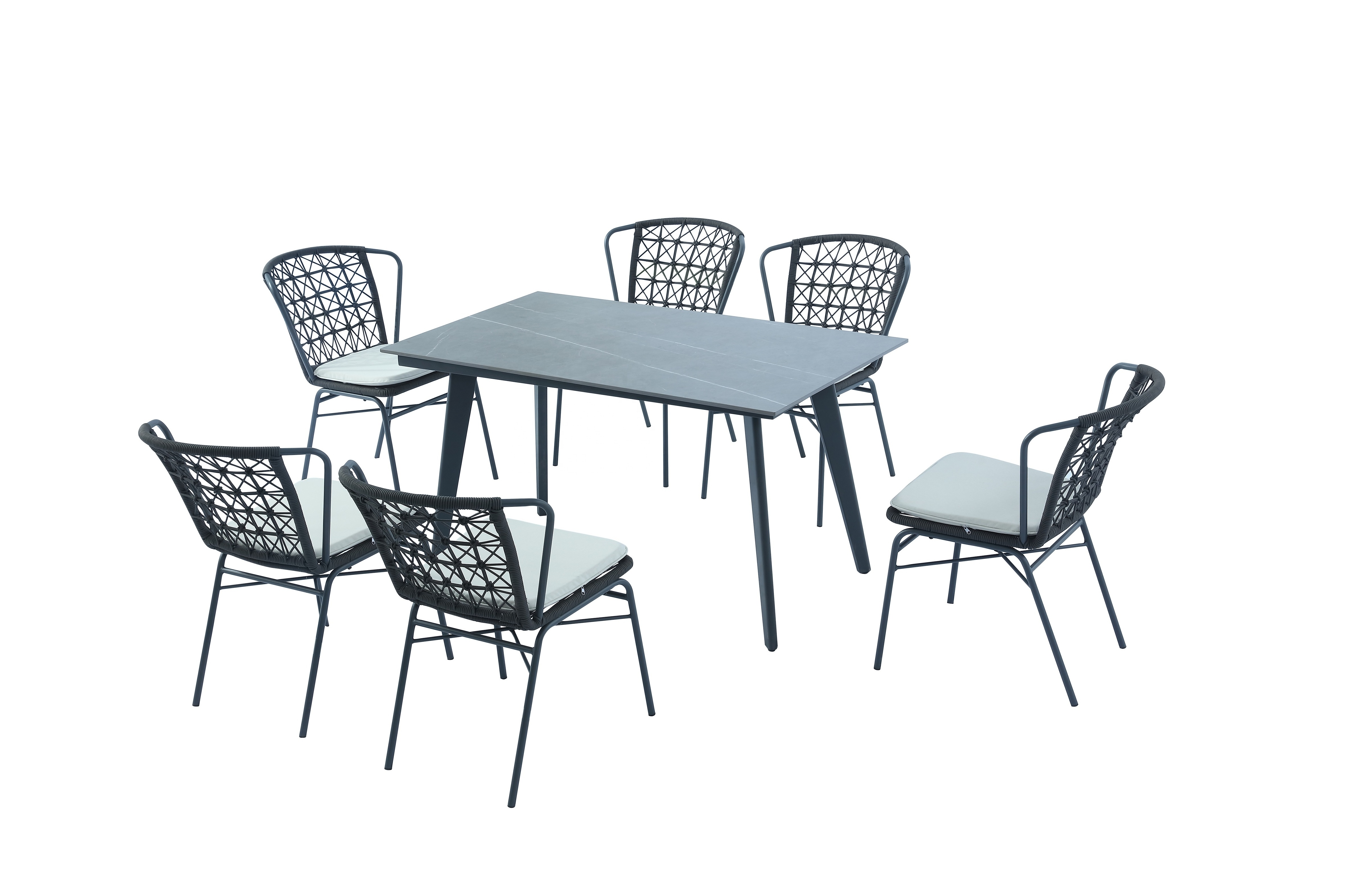 Glass Patio Table With 6 Chairs Outdoor And Chair Set Iron Garden black color Home Furniture 4 Sets Corner set