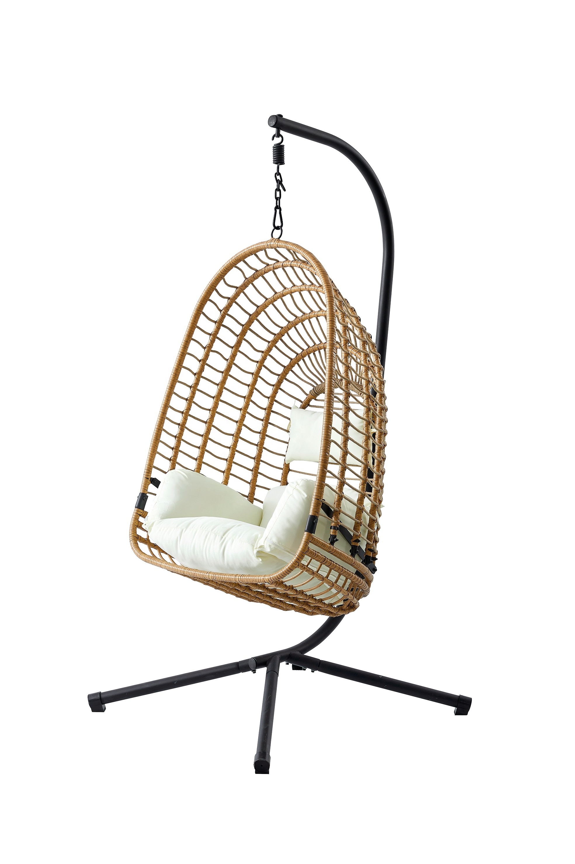 Wholesale Modern White Black Colour Indoor Adult Stationary Porch Hammock Swing Hanging Relax Rustic Wicker Round Egg Chair