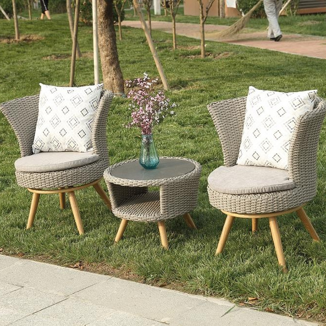 PE rattan wicker dining chair outdoor garden classic string chair and table