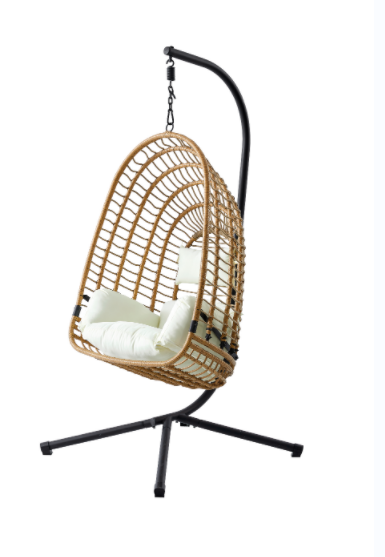 Hammock Chair Hanging Chair Swing With Soft Cushion & Durable Hanging Hardware Kit,100% Cotton Rope Indoor Macrame Swing Chairs