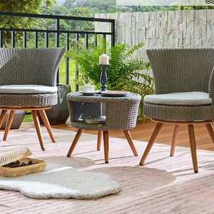 PE rattan wicker dining chair outdoor garden classic string chair and table