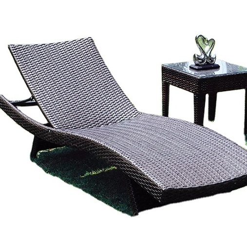 Outdoor Beach Rattan Sun Chaise Lounge Chair For Garden And Pool Tan Outdoor Pool Chairs