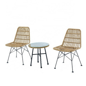 Factory Wholesale Pe Rattan Woven Table And Chair Black Blue Grey 3 Seat Ottoman Coffee Table Outdoor Furniture Garden Set