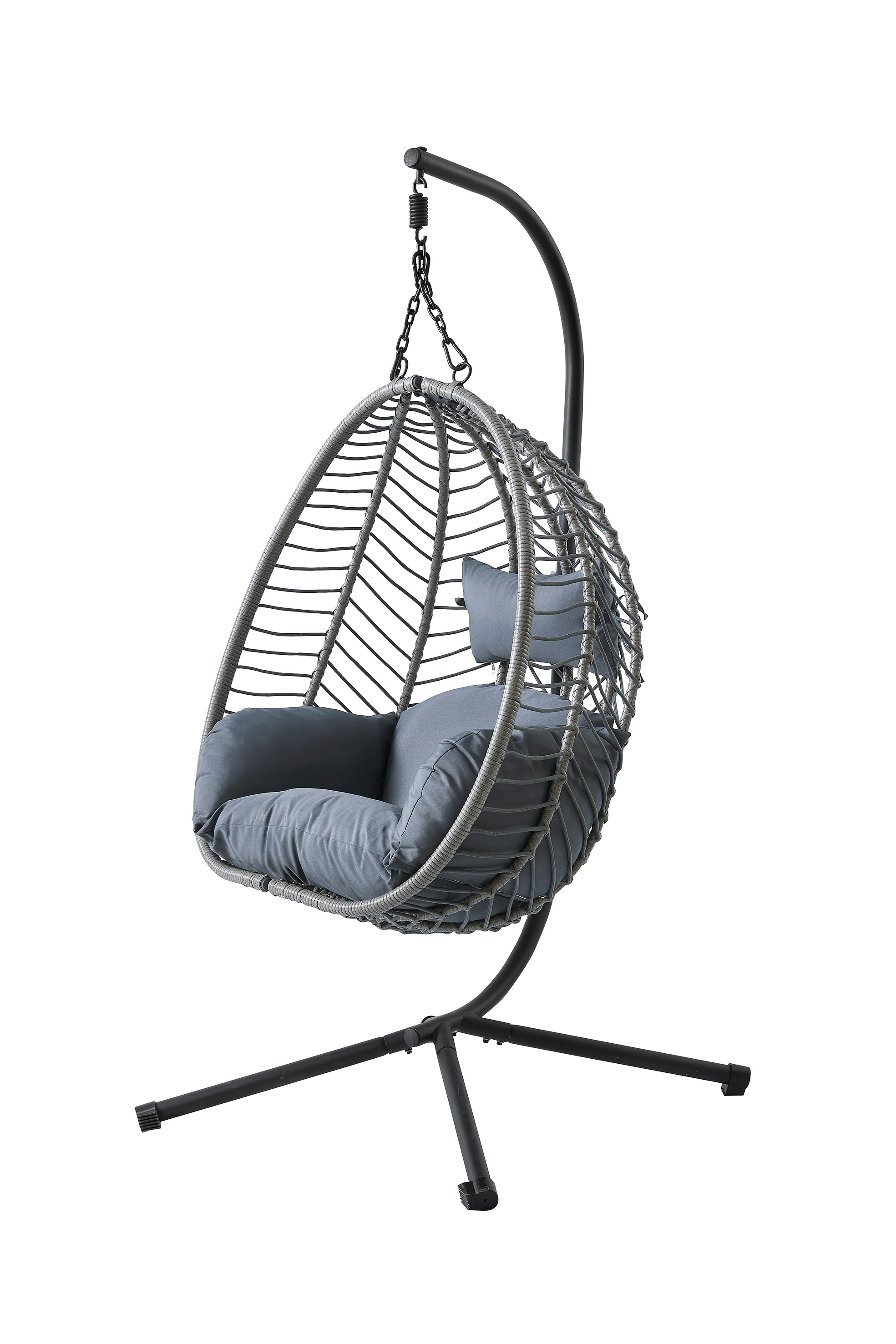 Wholesale Modern White Black Colour Indoor Adult Stationary Porch Hammock Swing Hanging Relax Rustic Wicker Round Egg Chair