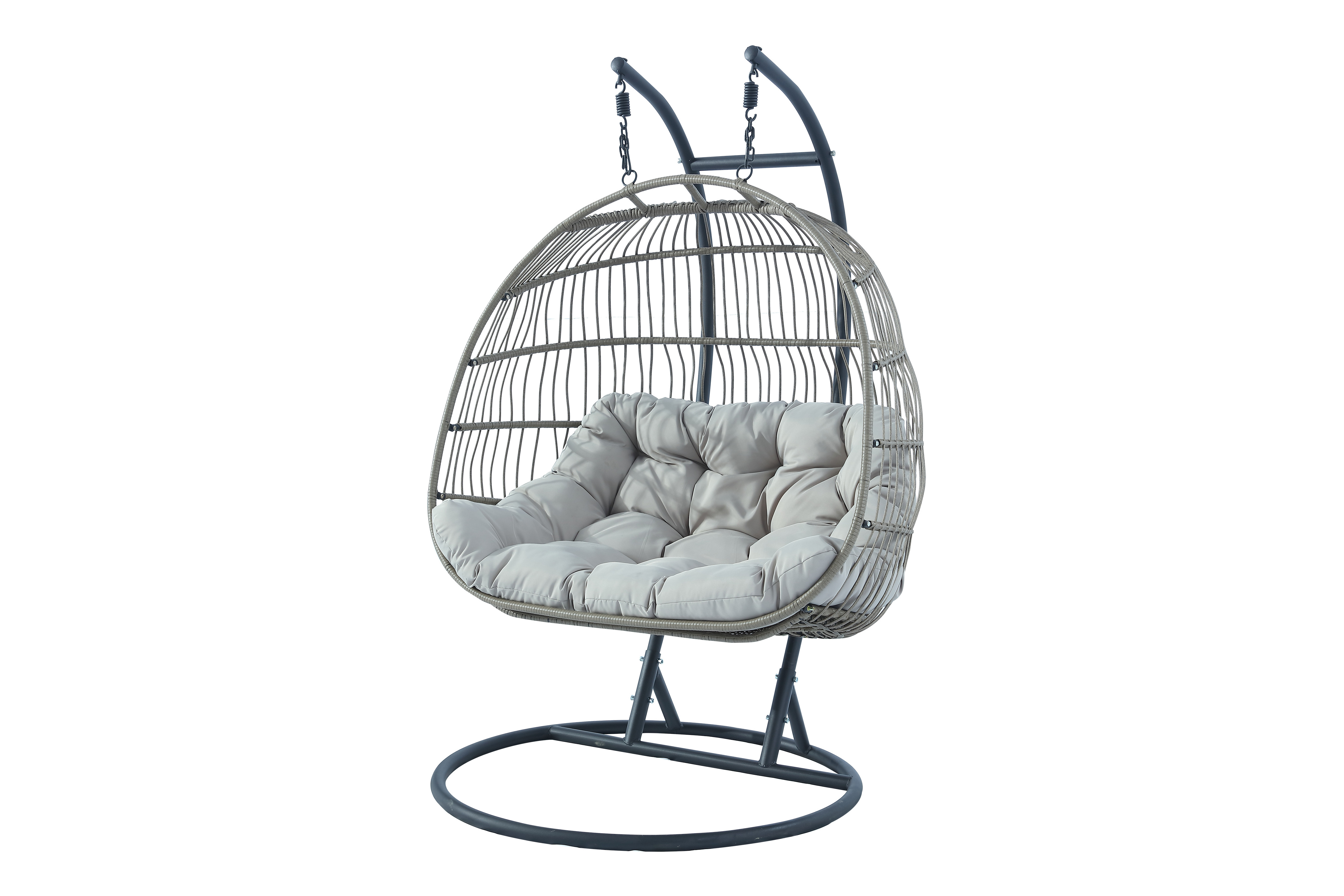 Wholesale grey Hanging egg Chairs patio For Adult double stand Swing Pork Hammock Double seats Baskets