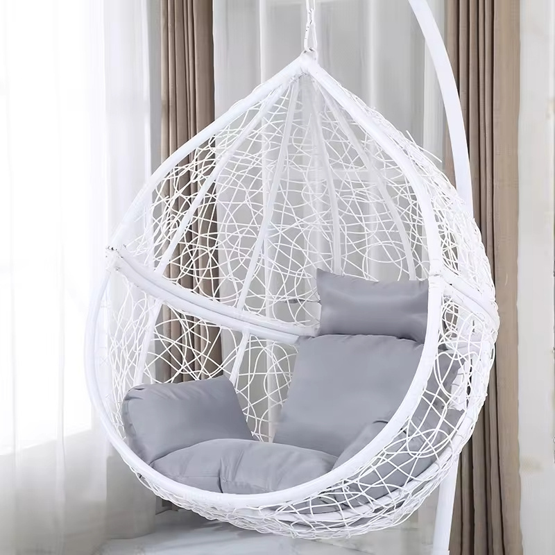 Modern Garden Egg Chair Outdoor Furniture Single Seat Hanging Hammock Chair Indoor Wicker Rattan Patio Swings With Stand