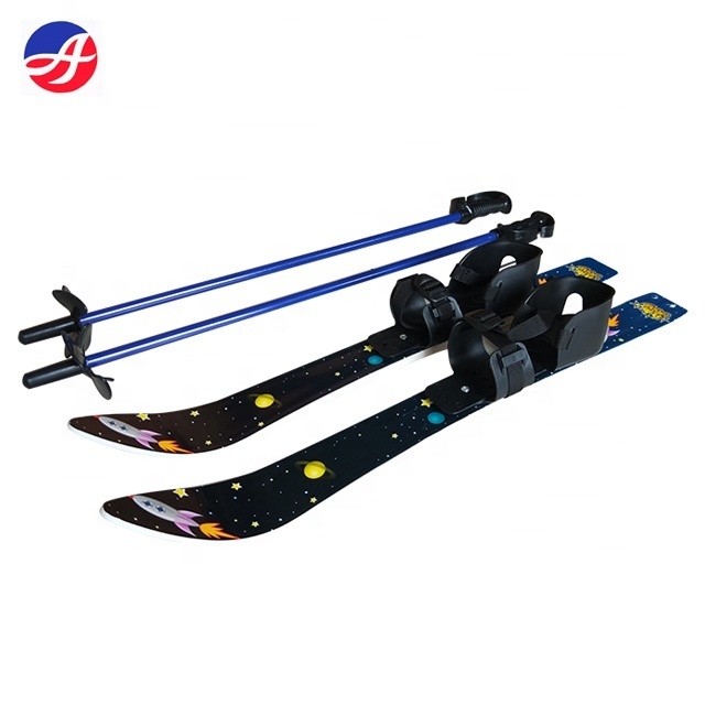 Kids Toddler First Plastic Snow Skis & Poles Age 3-5 with Bindings