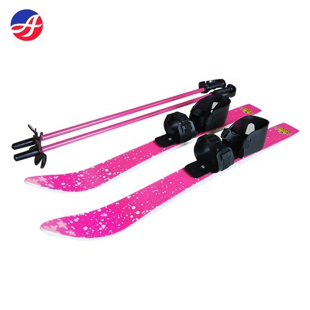 Kids Toddler First Plastic Snow Skis & Poles Age 3-5 with Bindings