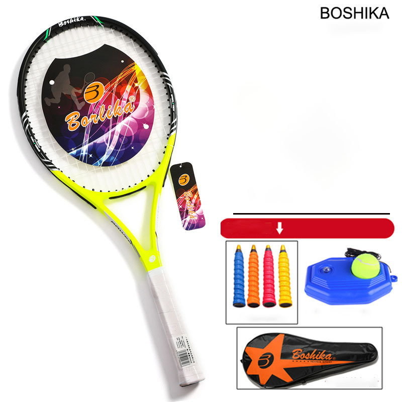 High Quality Boshika Lightweight Trainer Single With Line Tennis Racquet Full Carbon Fiber Tennis Racket For Men And Women