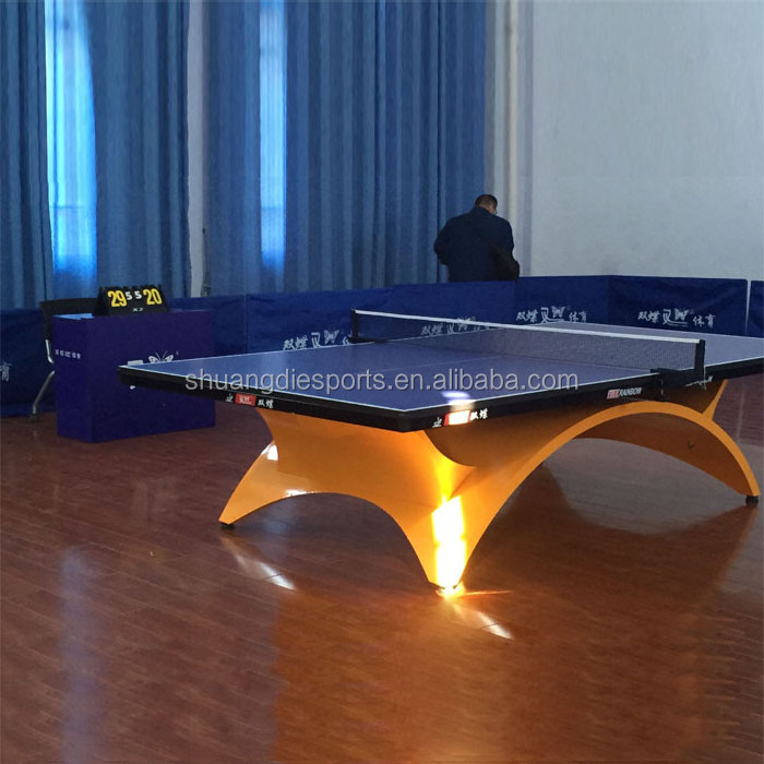 Shuangdie Sports Gold pingpong table with LED lights and power supply