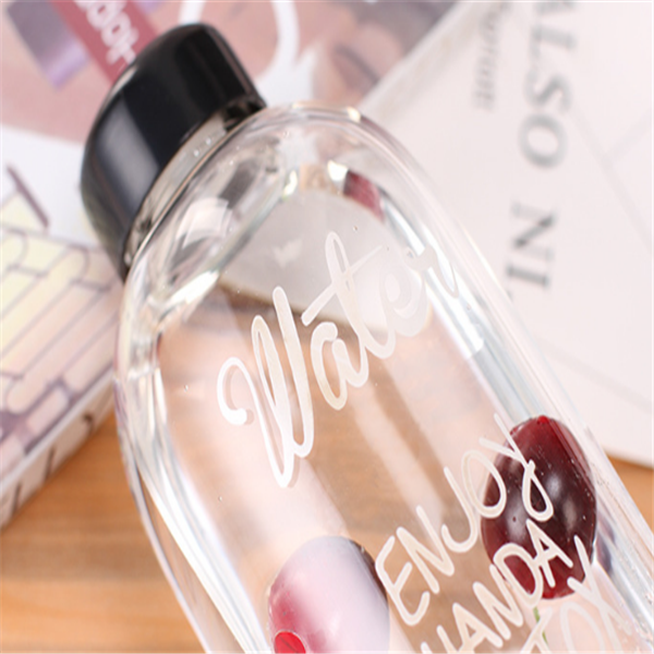 Customization Fruit Flower Tea Water Cup Big Fat Little Fat Glass Clear Plastic Cup 600ml Water Bottle