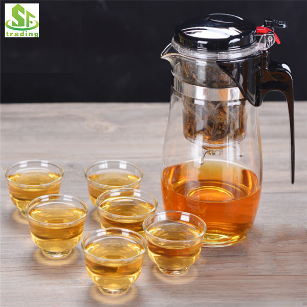 Glass Piao Tea Pot set heat-resistant  tea pot with stainless steel strainer