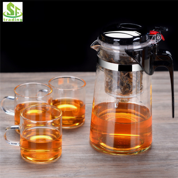 Glass Piao Tea Pot set heat-resistant  tea pot with stainless steel strainer