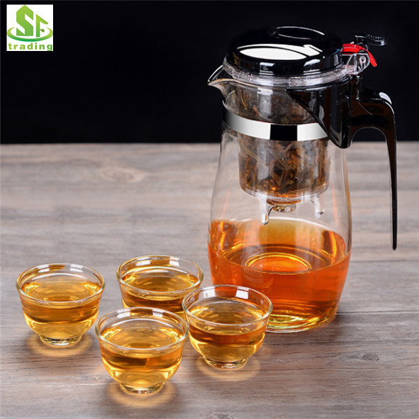 Glass Piao Tea Pot set heat-resistant  tea pot with stainless steel strainer