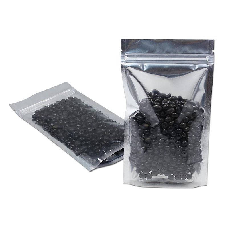 100 Pieces Stand Up Clear Silver Zipper Lock Resealable Aluminum Mylar Foil Plastic Packaging Bag for Zip Heat Seal Package Lock