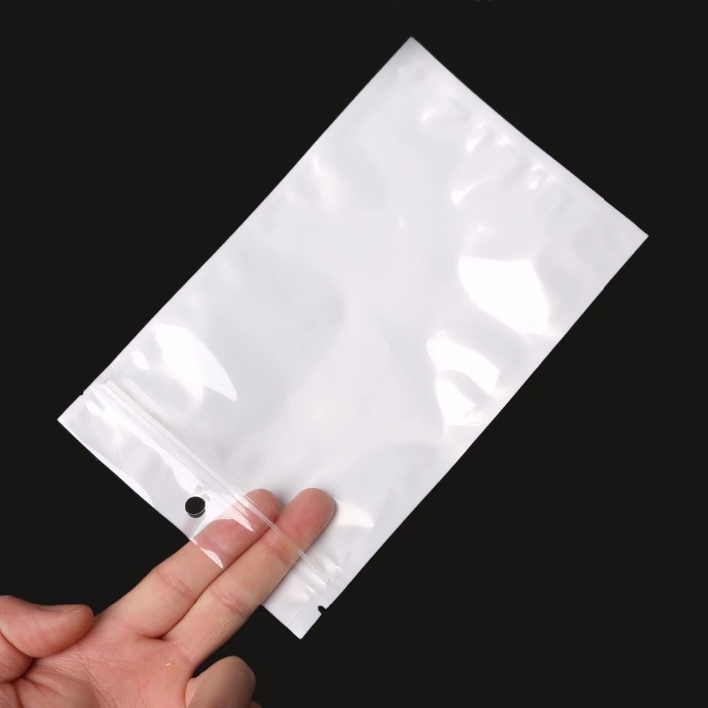 100PCS White Clear Self Seal Zipper Plastic Retail Packaging Poly Pouches Ziplock Zip Lock Bags Package With Hang Hole