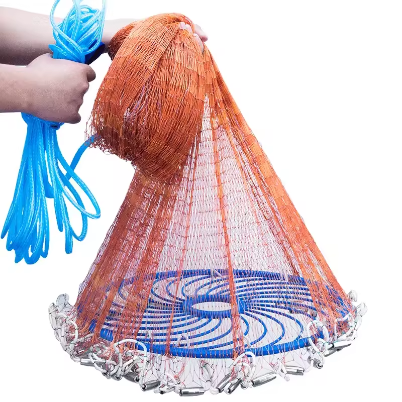 Wholesale China Factory High Quality Nylon Monofilament Lines Throw Catch American Drawstring Cast Casting Net Fishing Net