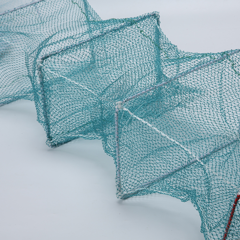 (21cm*32cm*27frames)Hot Selling Long Commercial Fishing PE Net aquaculture trap Lobster Crab Fish Pot Traps