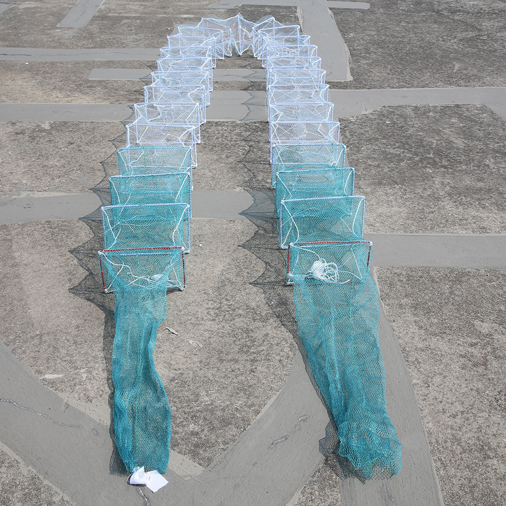 (21cm*32cm*27frames)Hot Selling Long Commercial Fishing PE Net aquaculture trap Lobster Crab Fish Pot Traps