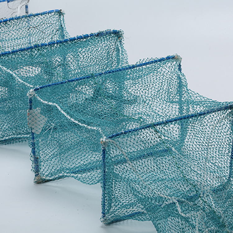 Factory Sale Cage Culture The Lake Fishing Lobster Traps Cheap Rectangular Foldable Crab Trap19x31x29 PE Mesh.