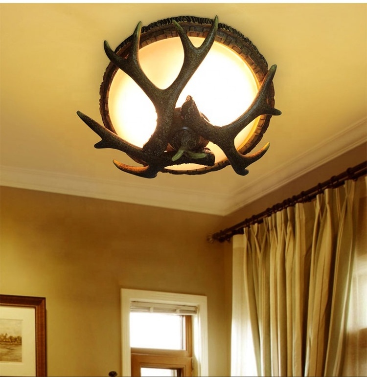 Creative Antler Design Hall Modern Led  Ceiling Luxury Antler Ceiling Lamp Deer horn ceiling light