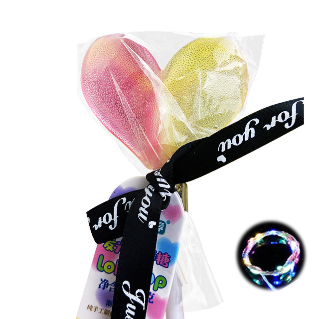 Halal Manufacturer  Popular  Handmade Sugar Free Lighting Candy And Sweet Fruit Flavor  Candy Lollipop