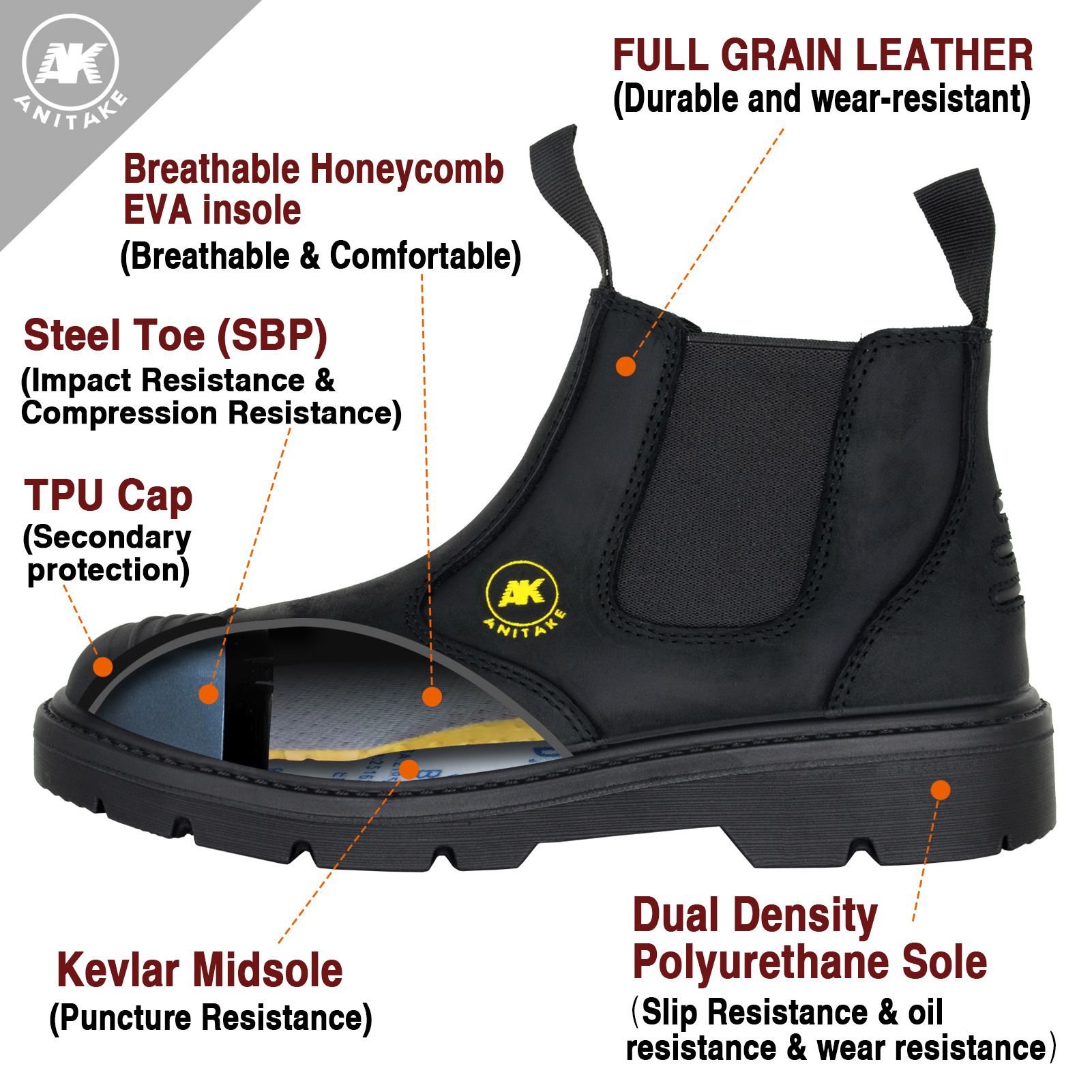 ANITAKE AK-2201Steel Toe work boots