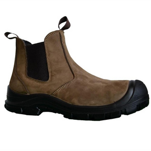 SJNO.802 slip-on style leather upper injection construction pu outsole safety shoes work boots