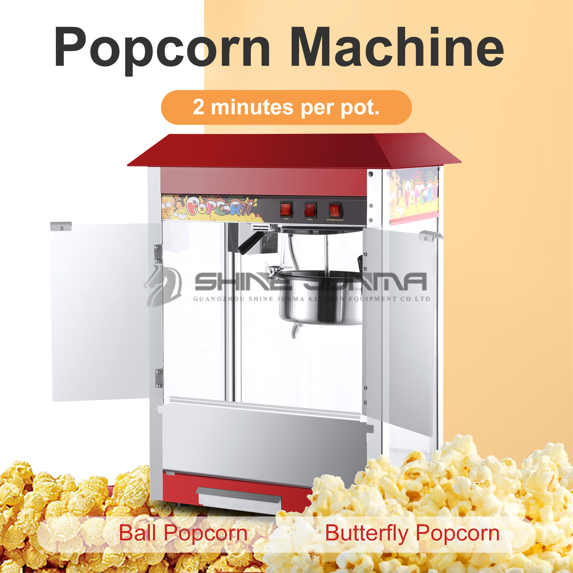 Commercial 8 oz popcorn vending machine automatic caramel popcorn machine popcorn making machine with kettle