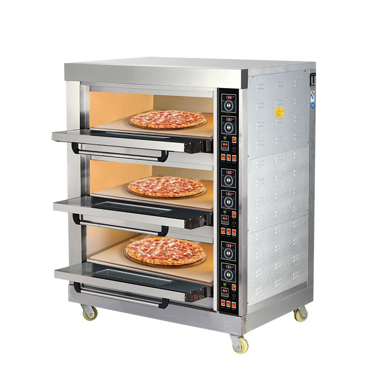 Industrial 3 Deck 6 Tray Gas Cake Pizza Electric Baking Oven Commercial Machine Equipment Gas Bread Oven Bakery Deck Oven