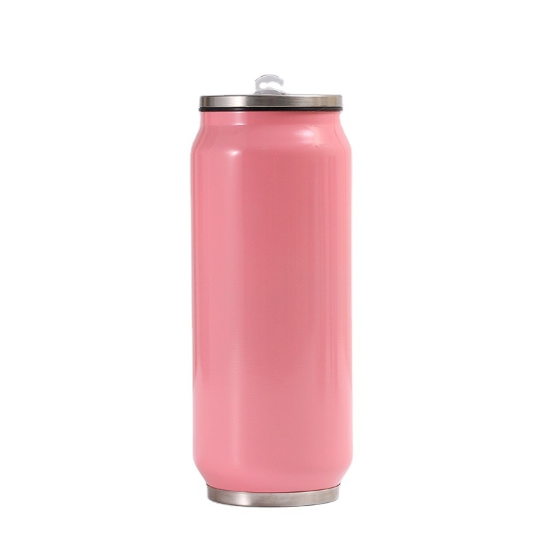 Customized 304 Stainless Steel Cola Can Shape Vacuum Water Tumbler Coca Bottle Double Wall Soda Can Travel Tumbler with Straw