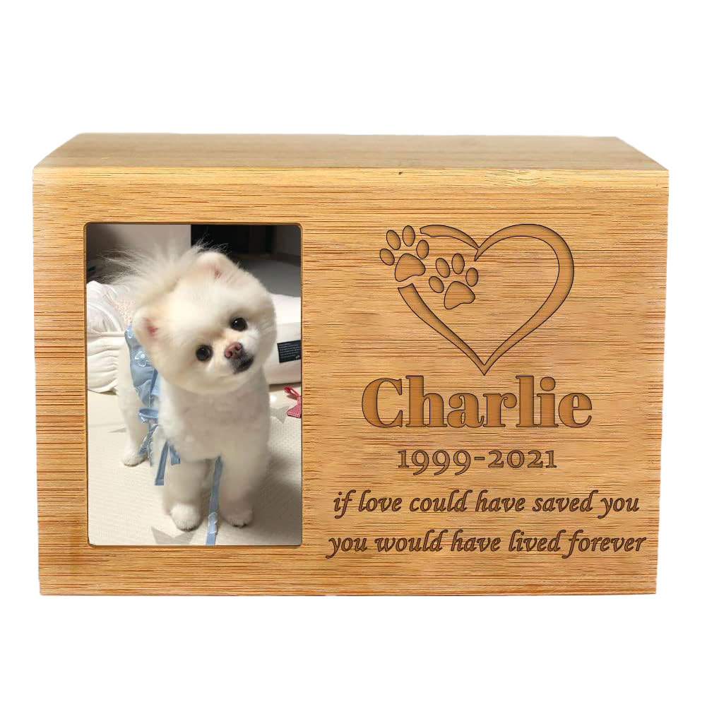 Personalized pet souvenir Cremation Wooden cremation Photo box Pet cremation urn