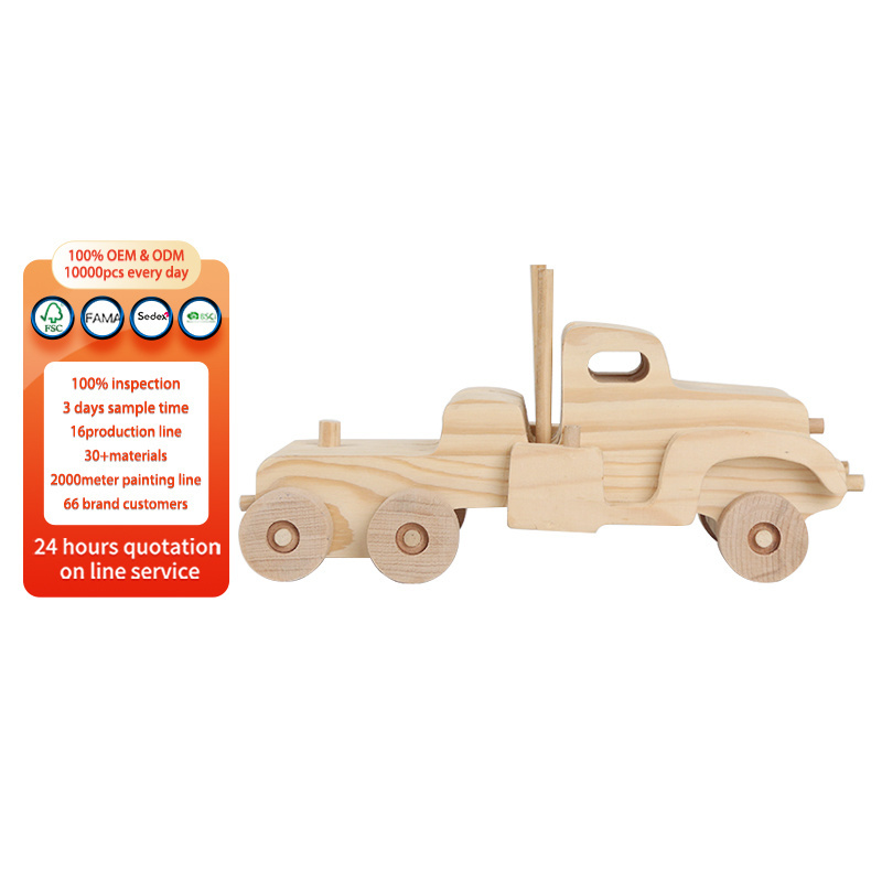 Customized new products toy-wooden model car wholesale wooden vintage model car kits mini wooden baby children toys car